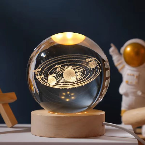 3D Color Changing LED Crystal Ball-Solar System
